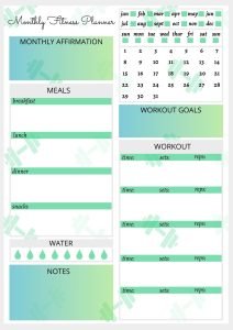 Monthly Workout and Fitness Planner