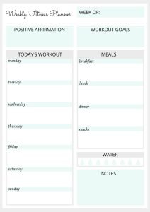 Weekly Workout and Fitness Planner