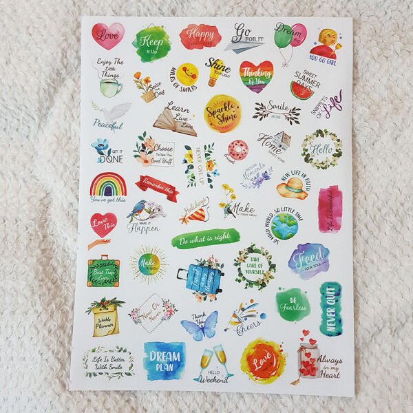 Quote Stickers Sheet with Images